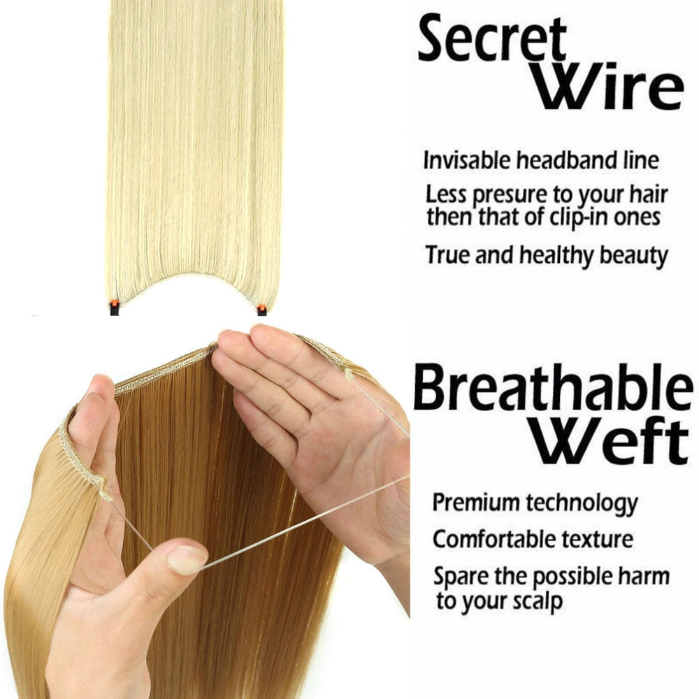24" Invisible Wire No Clips In Hair Extensions