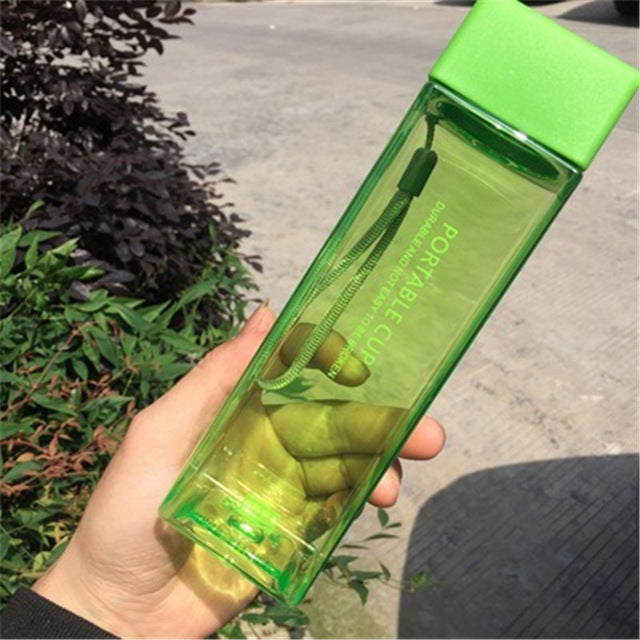 Square Frosted Plastic Water Bottle Portable