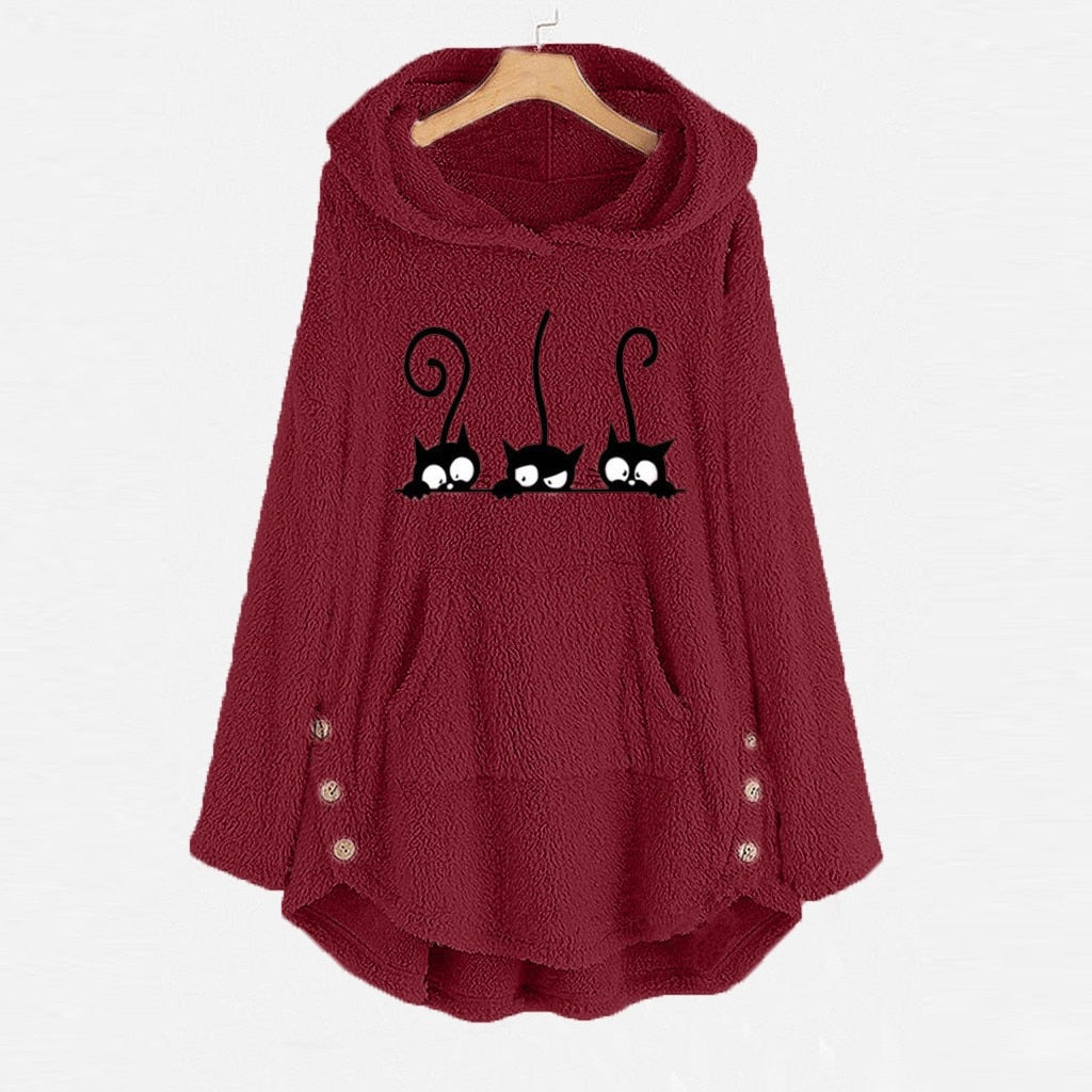 Women's Cat Fleece Hoodies