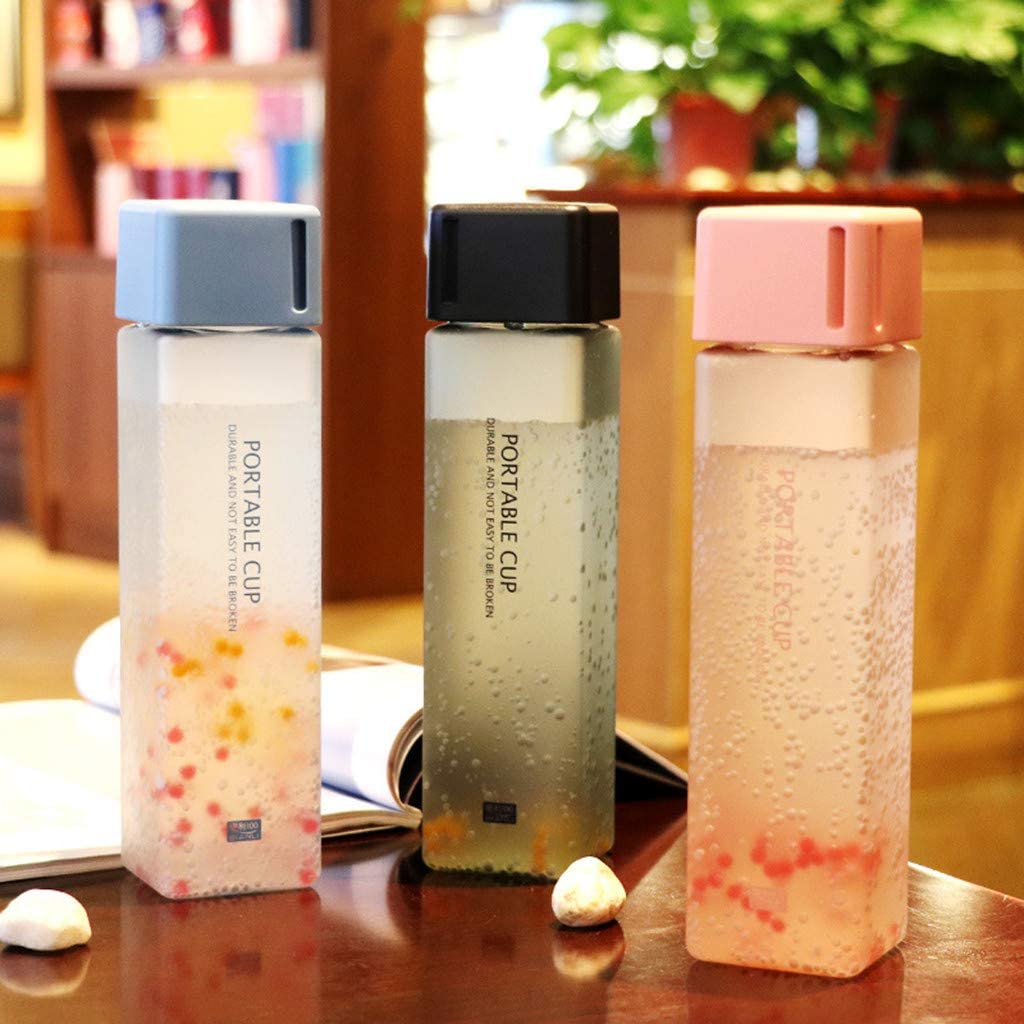 Square Frosted Plastic Water Bottle Portable