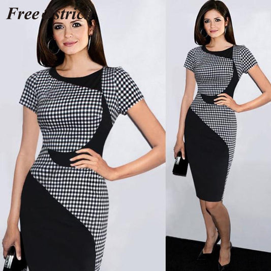 Women Short Sleeve Sexy Dress Office Bodycon