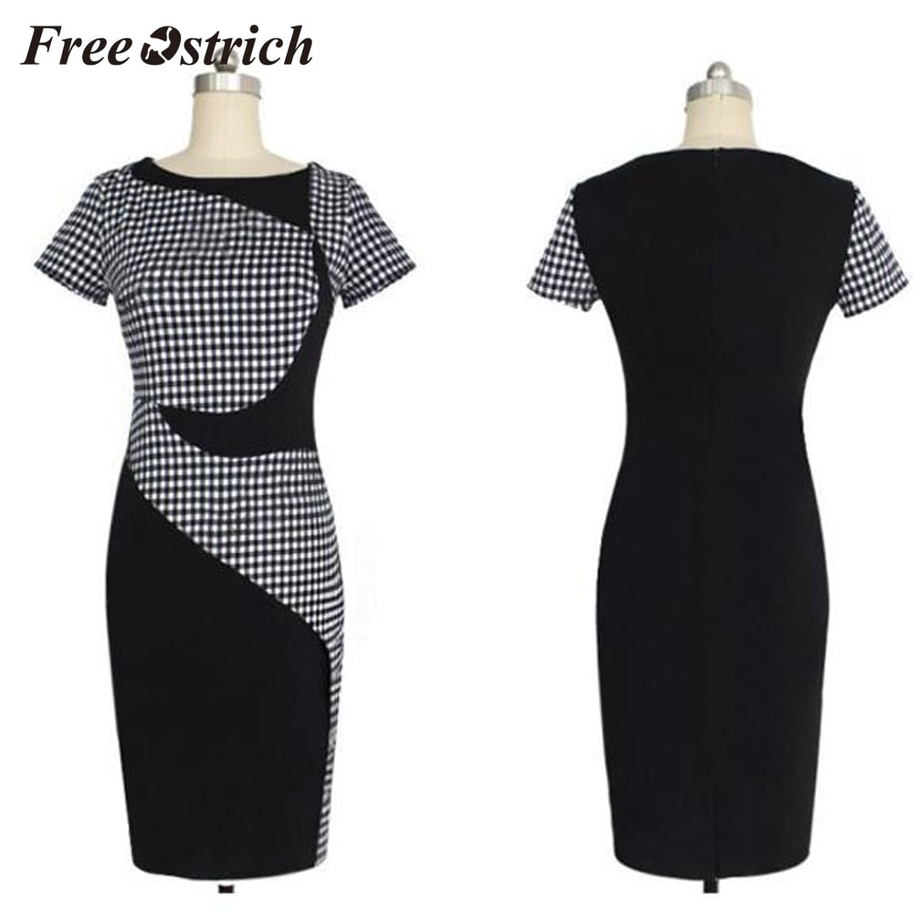 Women Short Sleeve Sexy Dress Office Bodycon