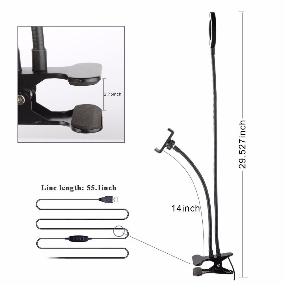 Professional Portable LED Light with Cell Phone Holder