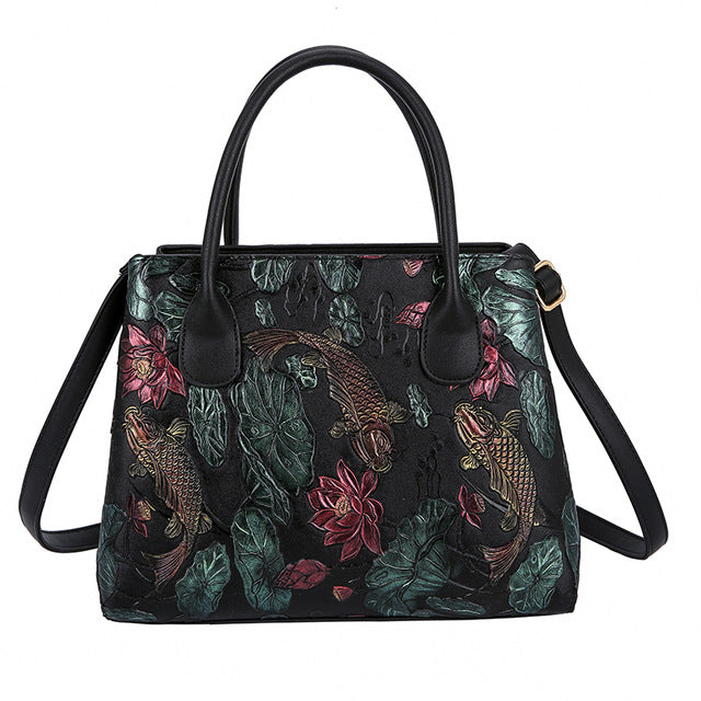 Gykaeo Luxury Handbags Women Bags Designer Embroidery Flower