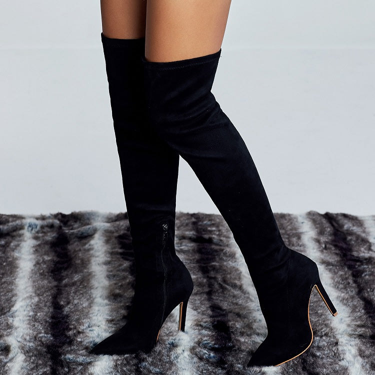 Over the Knee Boots Snake grain High Boots Pointed Toe Zipper Thin High Heels Boots