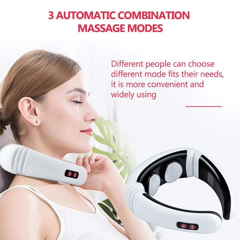 Electric pulse back and neck massager with infrared heating pain relief tool