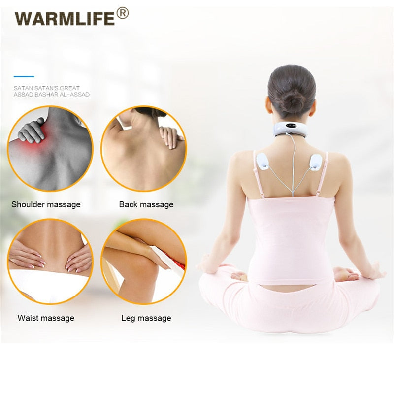 Electric pulse back and neck massager with infrared heating pain relief tool