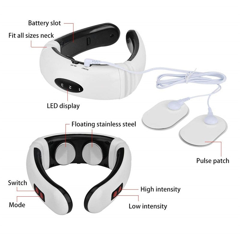 Electric pulse back and neck massager with infrared heating pain relief tool