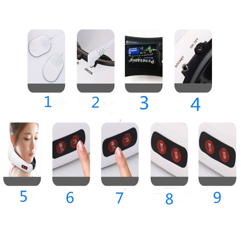 Electric pulse back and neck massager with infrared heating pain relief tool