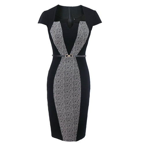 Women's Retro Contrast Pencil Dress