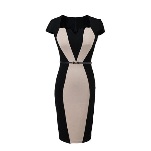 Women's Retro Contrast Pencil Dress