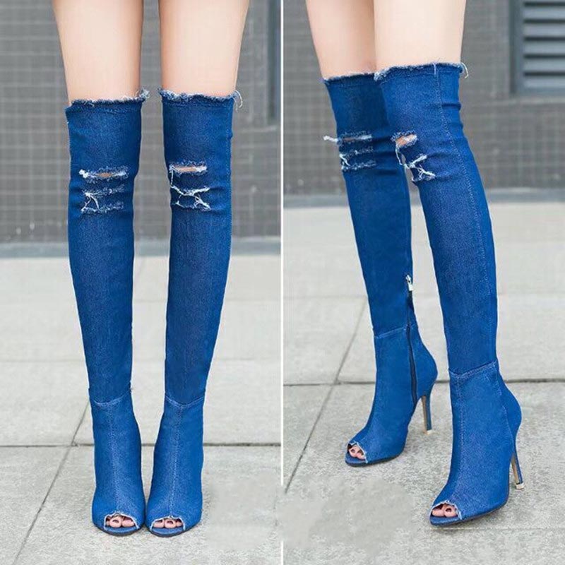 Denim Over Knee Boots