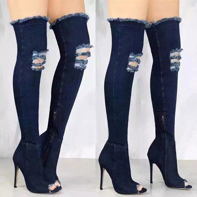 Denim Over Knee Boots