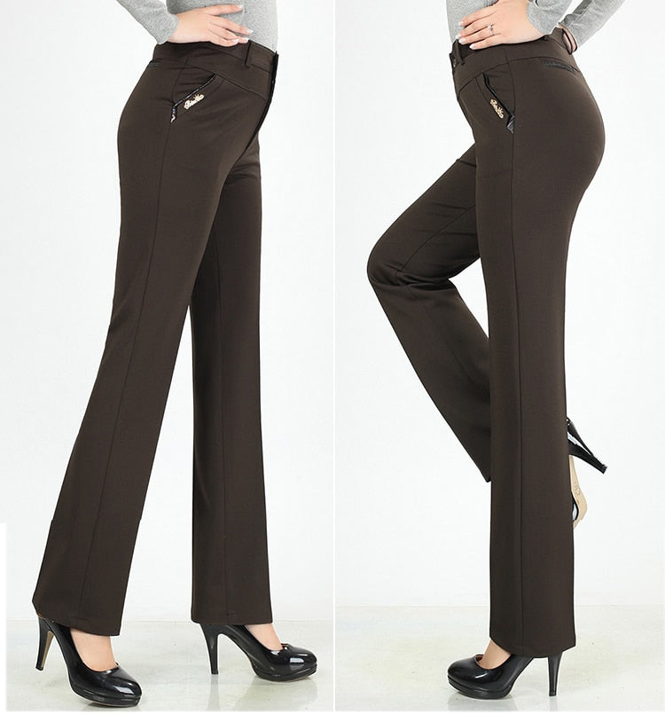 Women Trousers straight pants high waist