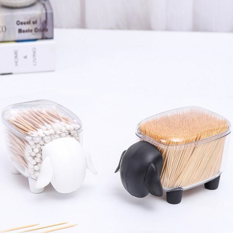 Cute Sheep Cosmetic Mini Plastic Cotton Swab Storage Box