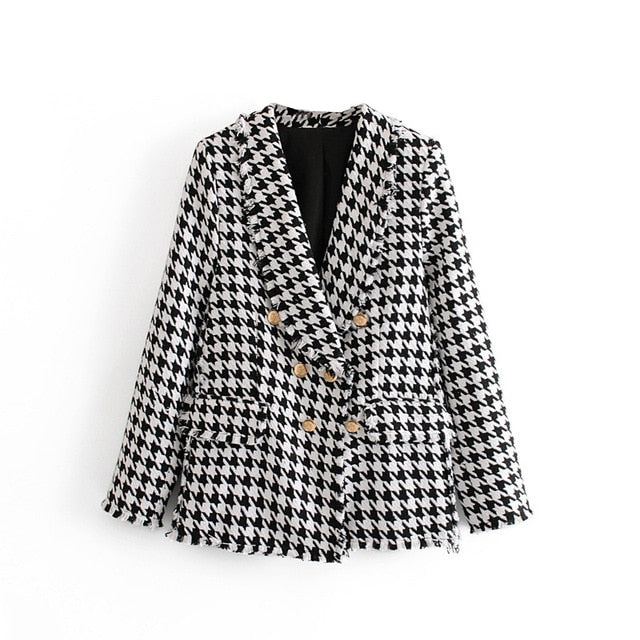 Women Thick Tweed Coats Jacket Long sleeves