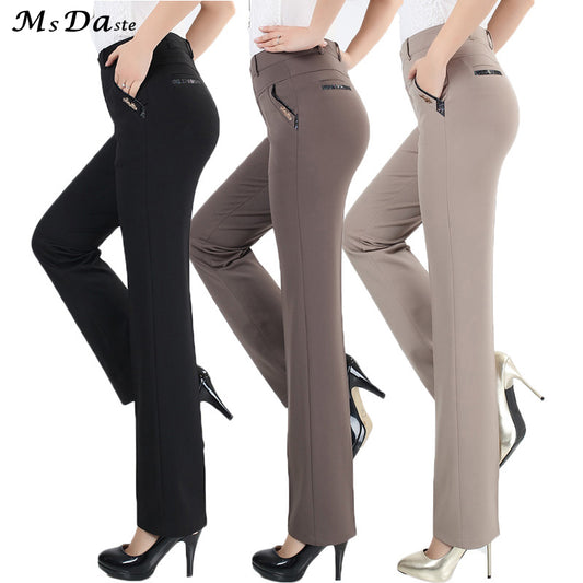 Women Trousers straight pants high waist