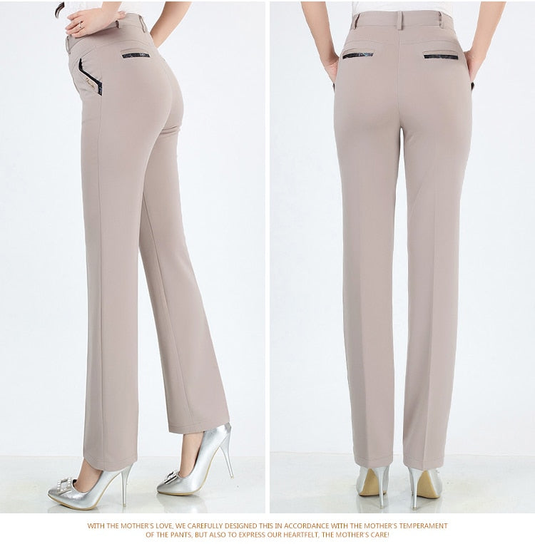 Women Trousers straight pants high waist