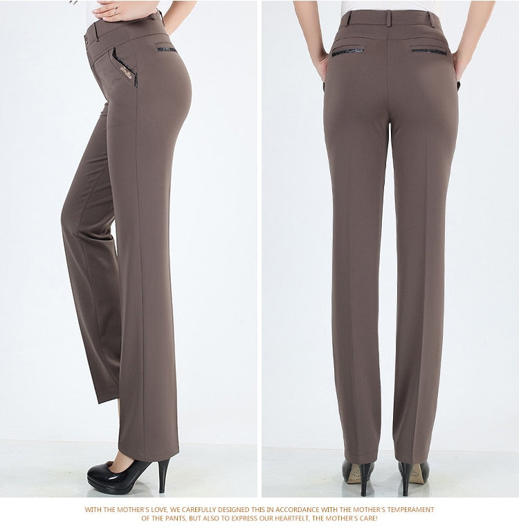 Women Trousers straight pants high waist