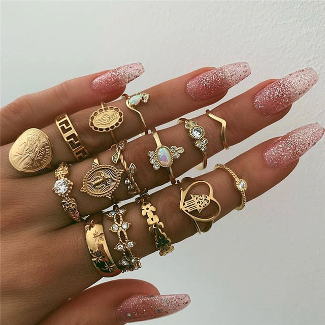 15 Pcs/set Women Fashion Rings