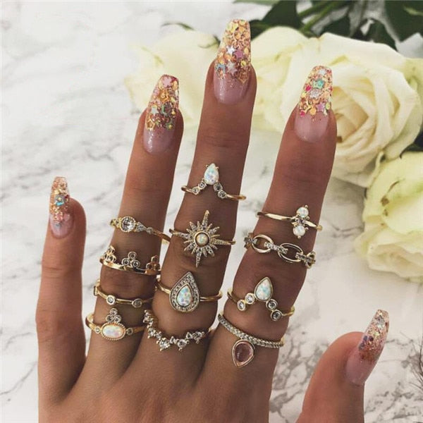 15 Pcs/set Women Fashion Rings