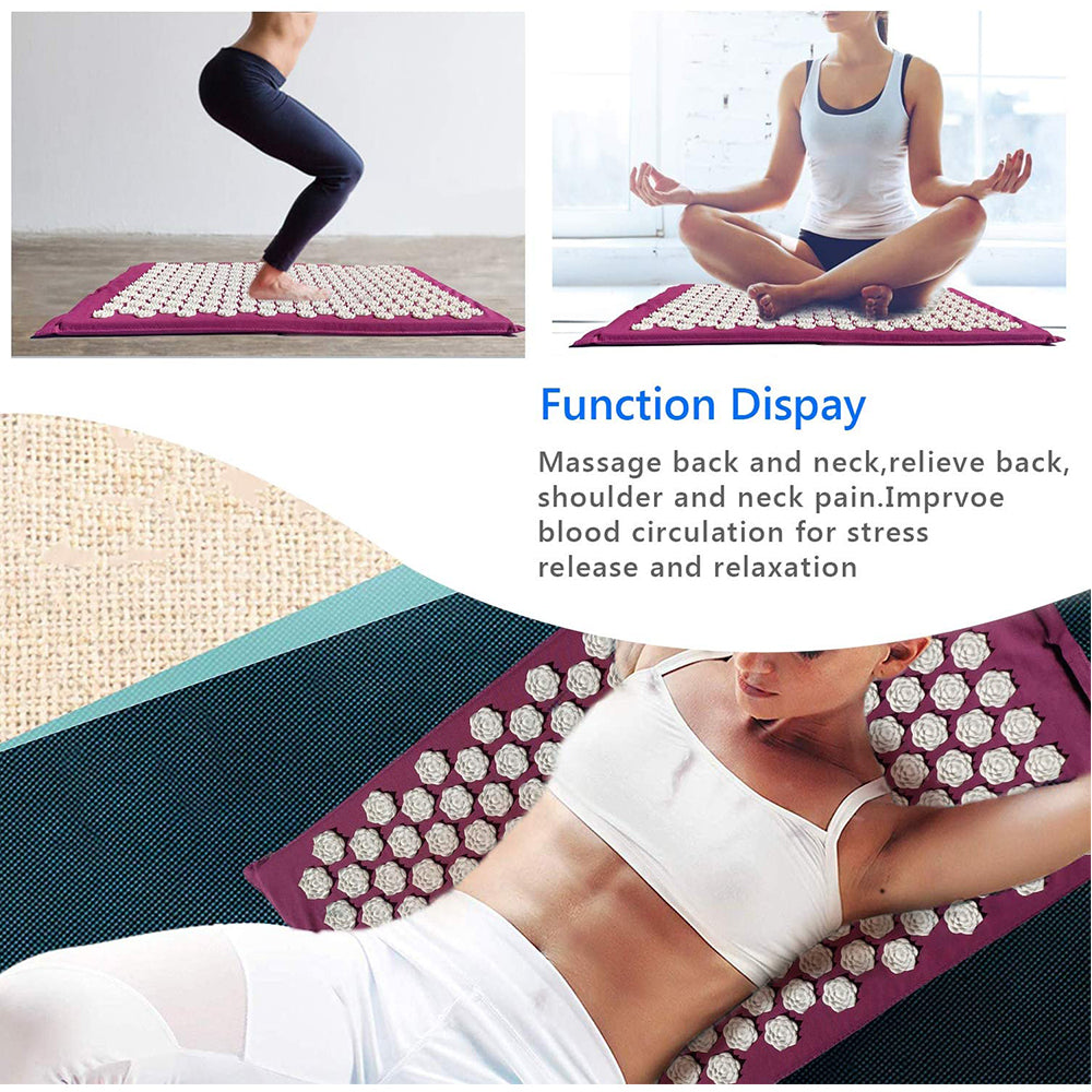 Yoga Back Massager Mat Lotus Acupuncture Set