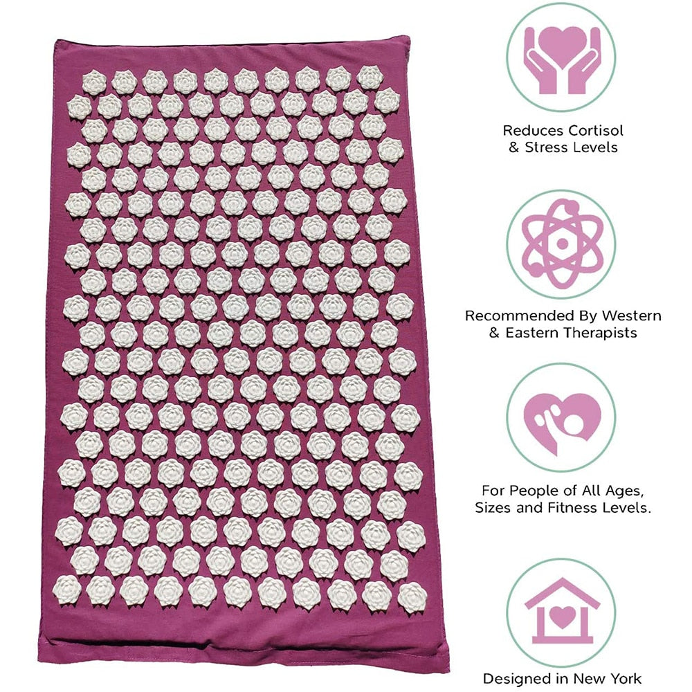 Yoga Back Massager Mat Lotus Acupuncture Set