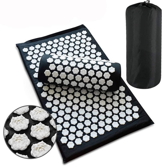 Yoga Back Massager Mat Lotus Acupuncture Set