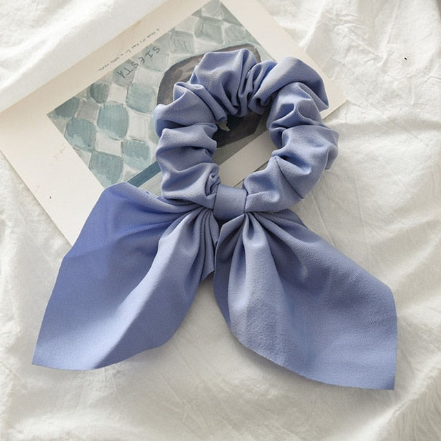 Bowknot Silk Hair Scrunchies with Pearl