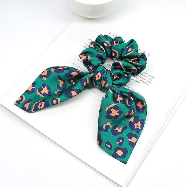 Bowknot Silk Hair Scrunchies with Pearl