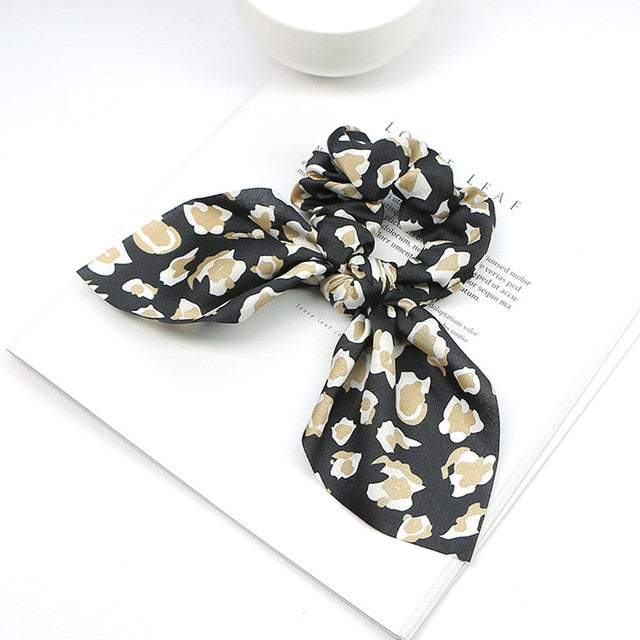 Bowknot Silk Hair Scrunchies with Pearl