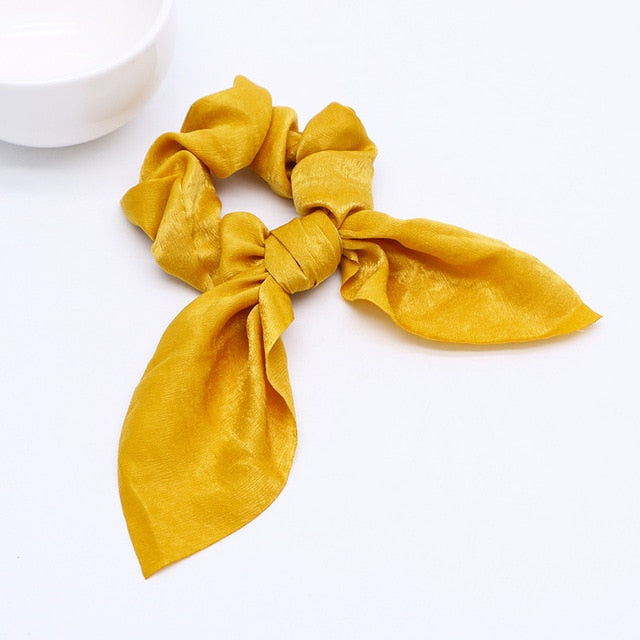 Bowknot Silk Hair Scrunchies with Pearl