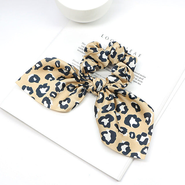 Bowknot Silk Hair Scrunchies with Pearl