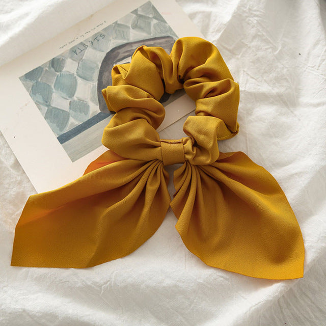 Bowknot Silk Hair Scrunchies with Pearl