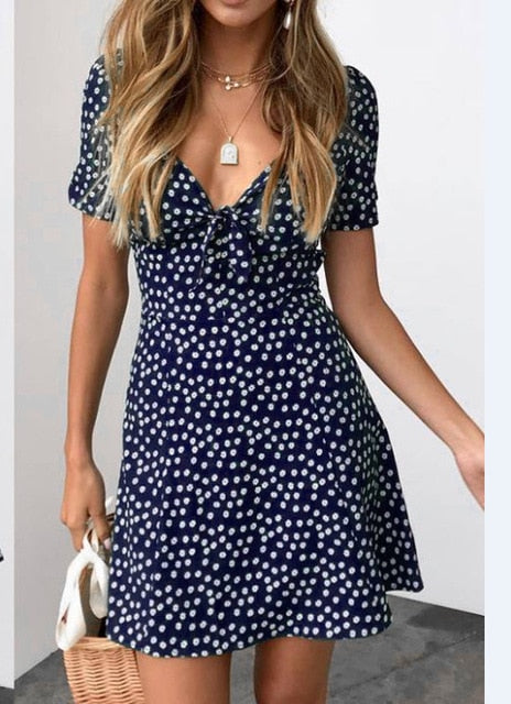 Summer Casual Short Sleeve Floral Boho Dress