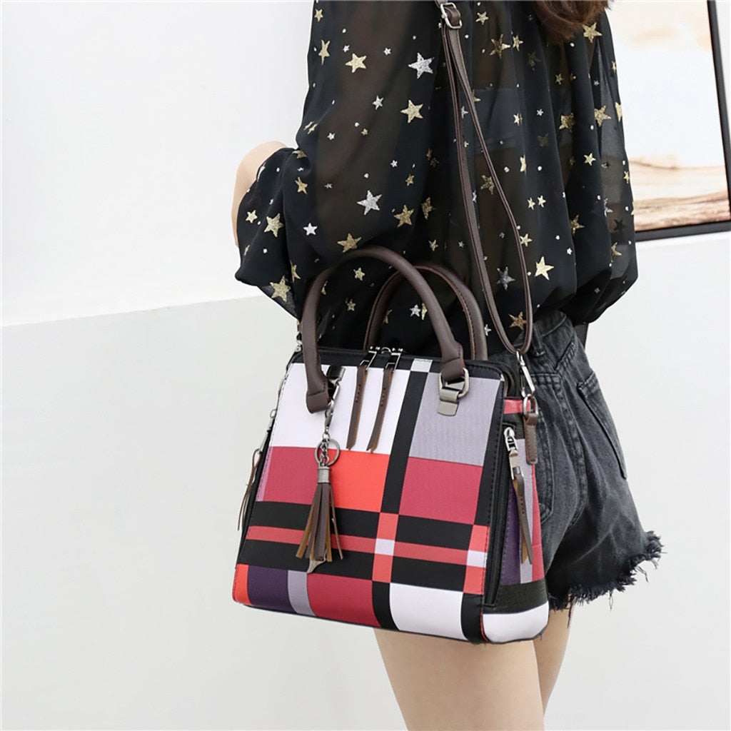 Luxury Handbags Plaid Women Bags 4 sets