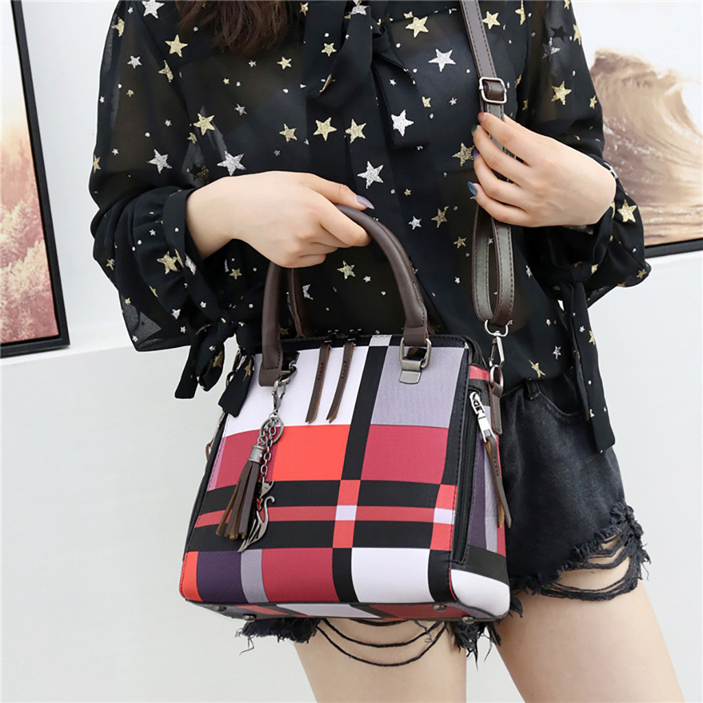 Luxury Handbags Plaid Women Bags 4 sets