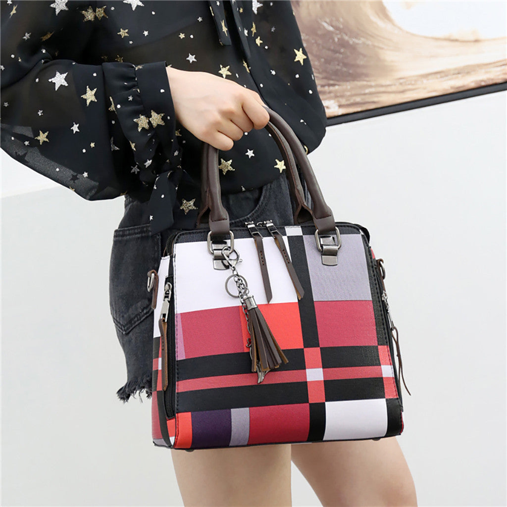 Luxury Handbags Plaid Women Bags 4 sets