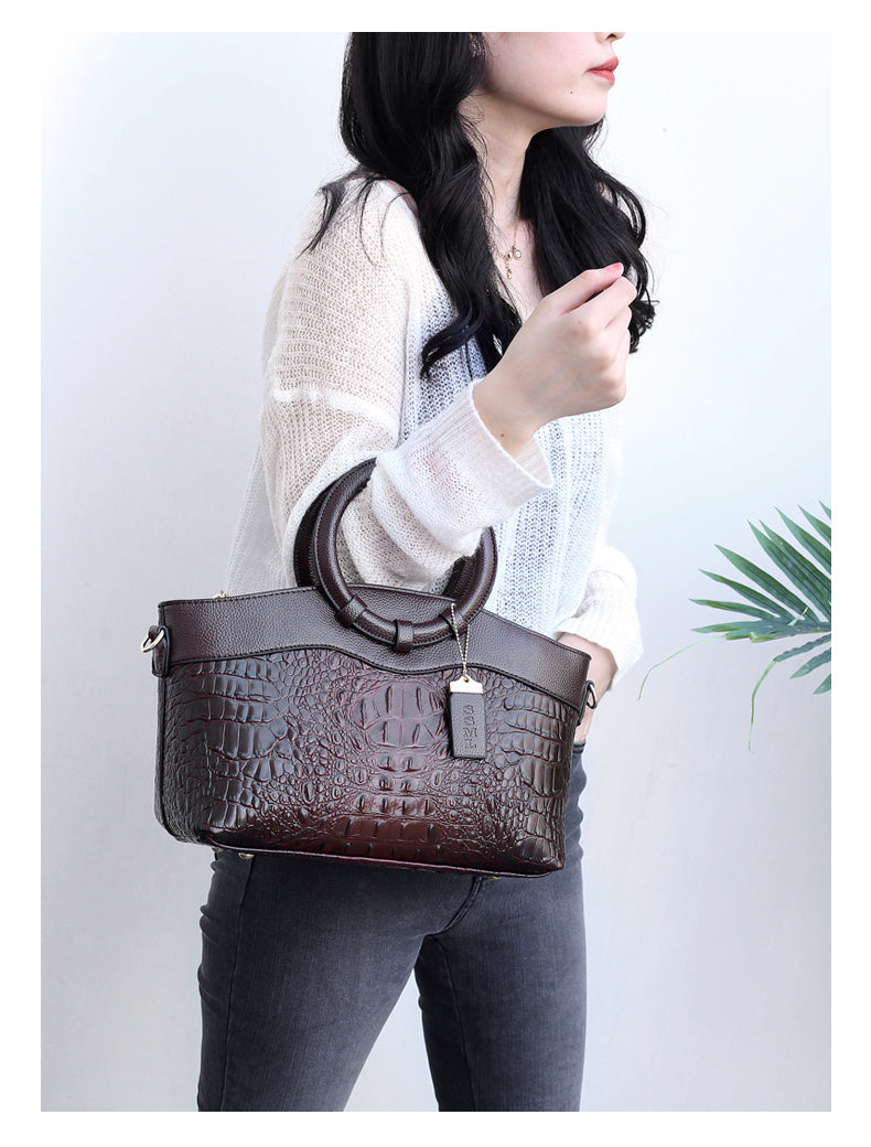 Crocodile Woman Leather Handbag