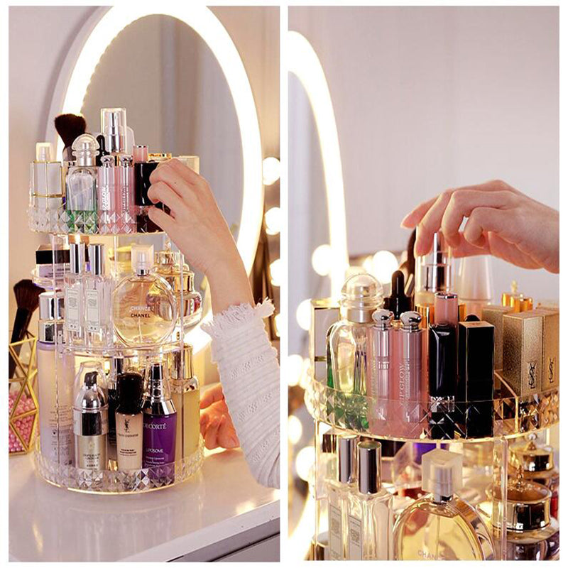 360 Degree Rotating Cosmetic Storage Box Makeup Organizer