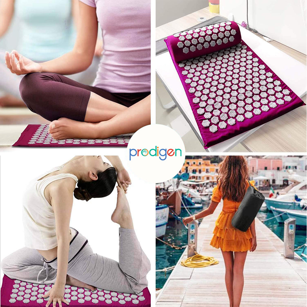 Yoga Back Massager Mat Lotus Acupuncture Set