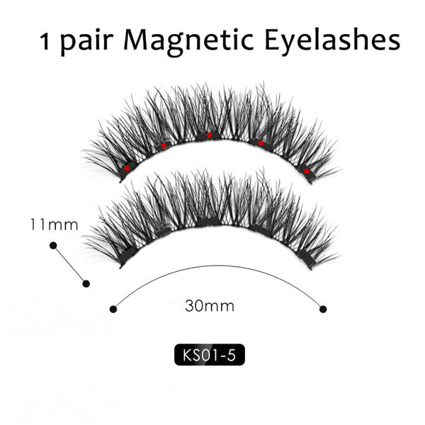 Double Layer Magnetic False Eyelashes & Magnetic Eyeliner 5 Magnets Natural Soft Fake Eyelashes Extension 2 Pairs with Tweezers