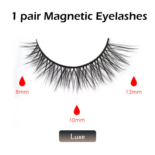 Double Layer Magnetic False Eyelashes & Magnetic Eyeliner 5 Magnets Natural Soft Fake Eyelashes Extension 2 Pairs with Tweezers