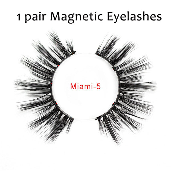 Double Layer Magnetic False Eyelashes & Magnetic Eyeliner 5 Magnets Natural Soft Fake Eyelashes Extension 2 Pairs with Tweezers