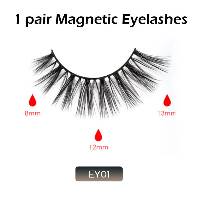 Double Layer Magnetic False Eyelashes & Magnetic Eyeliner 5 Magnets Natural Soft Fake Eyelashes Extension 2 Pairs with Tweezers