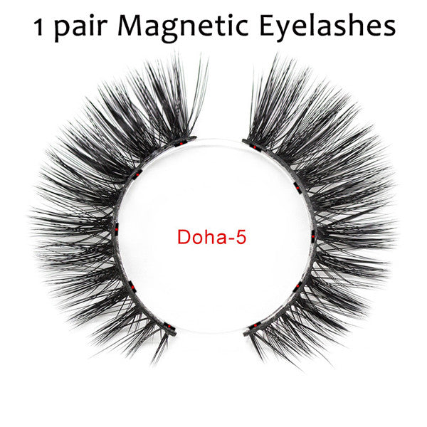 Double Layer Magnetic False Eyelashes & Magnetic Eyeliner 5 Magnets Natural Soft Fake Eyelashes Extension 2 Pairs with Tweezers