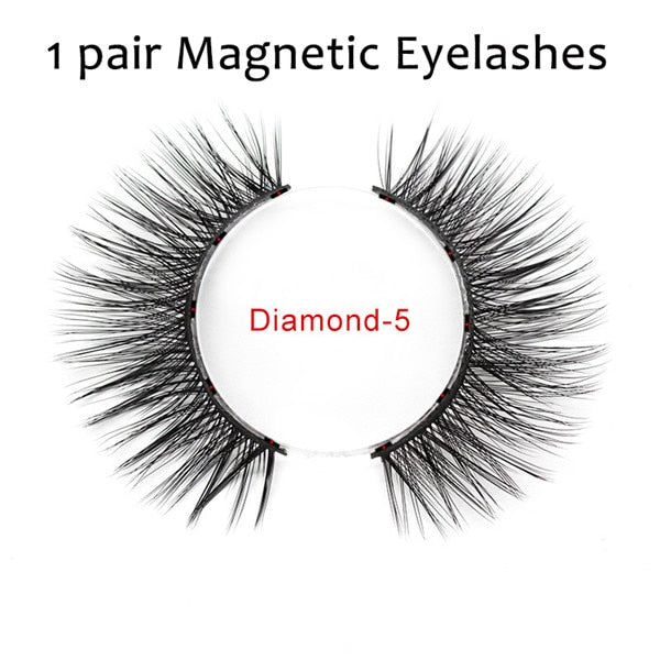 Double Layer Magnetic False Eyelashes & Magnetic Eyeliner 5 Magnets Natural Soft Fake Eyelashes Extension 2 Pairs with Tweezers