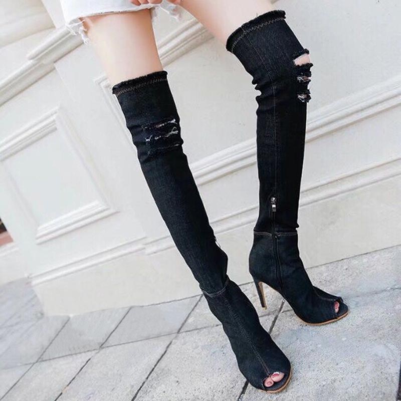 Denim Over Knee Boots