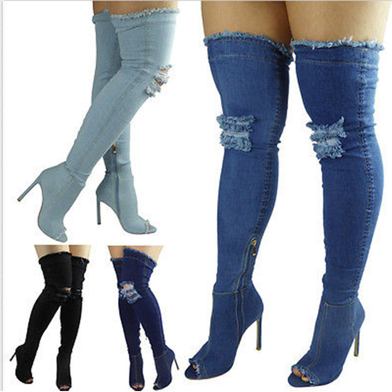 Denim Over Knee Boots