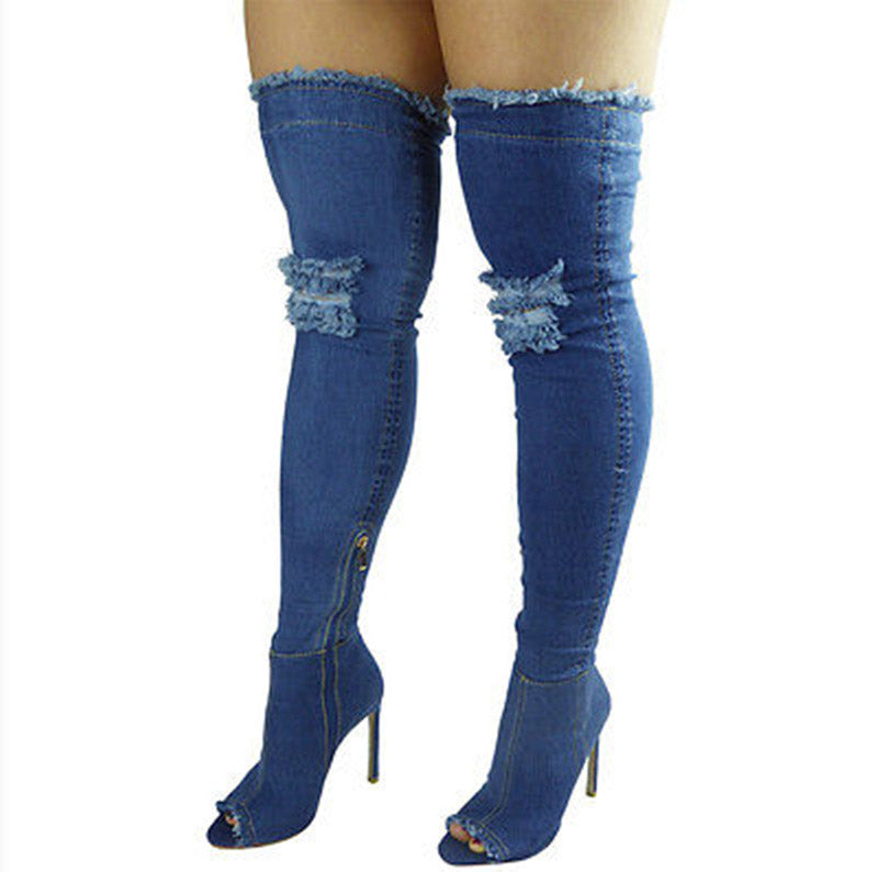 Denim Over Knee Boots